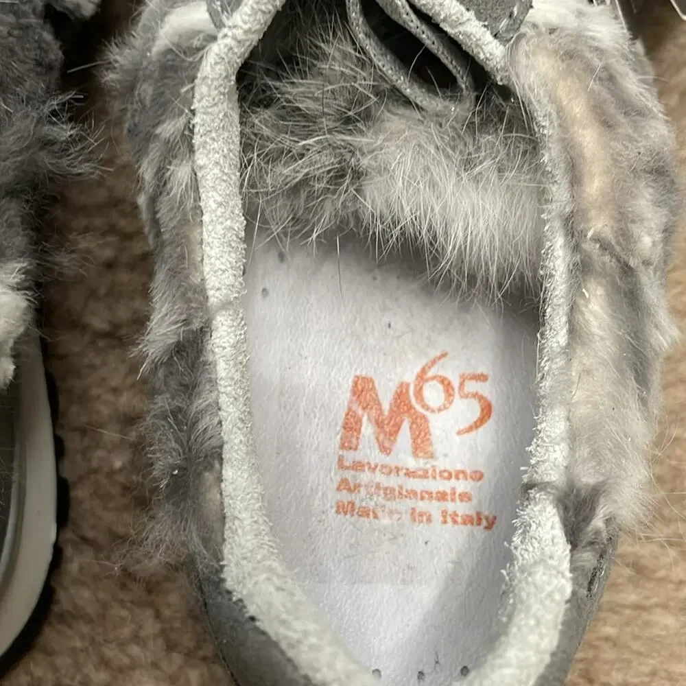 La Montelliana M65 Rabbit Fur Sneakers Gray Size‎ 42 New Retails $660